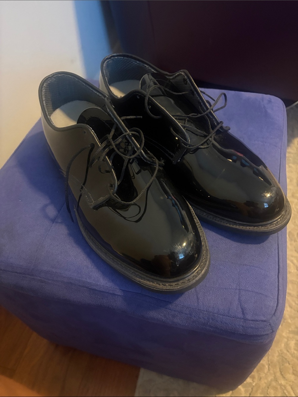 Vibram Men's Black Patent Leather Oxford Shoes